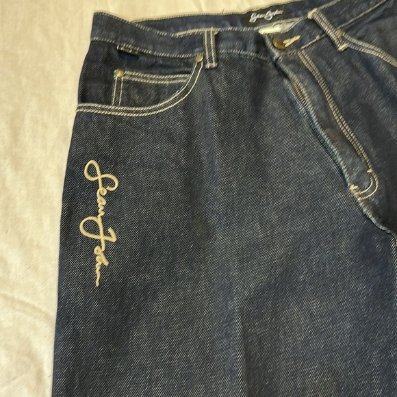 Sean John Men's Dark Wash Wide Leg Carpenter Blue Denim Jeans - Size 32 - Picture 3 of 7